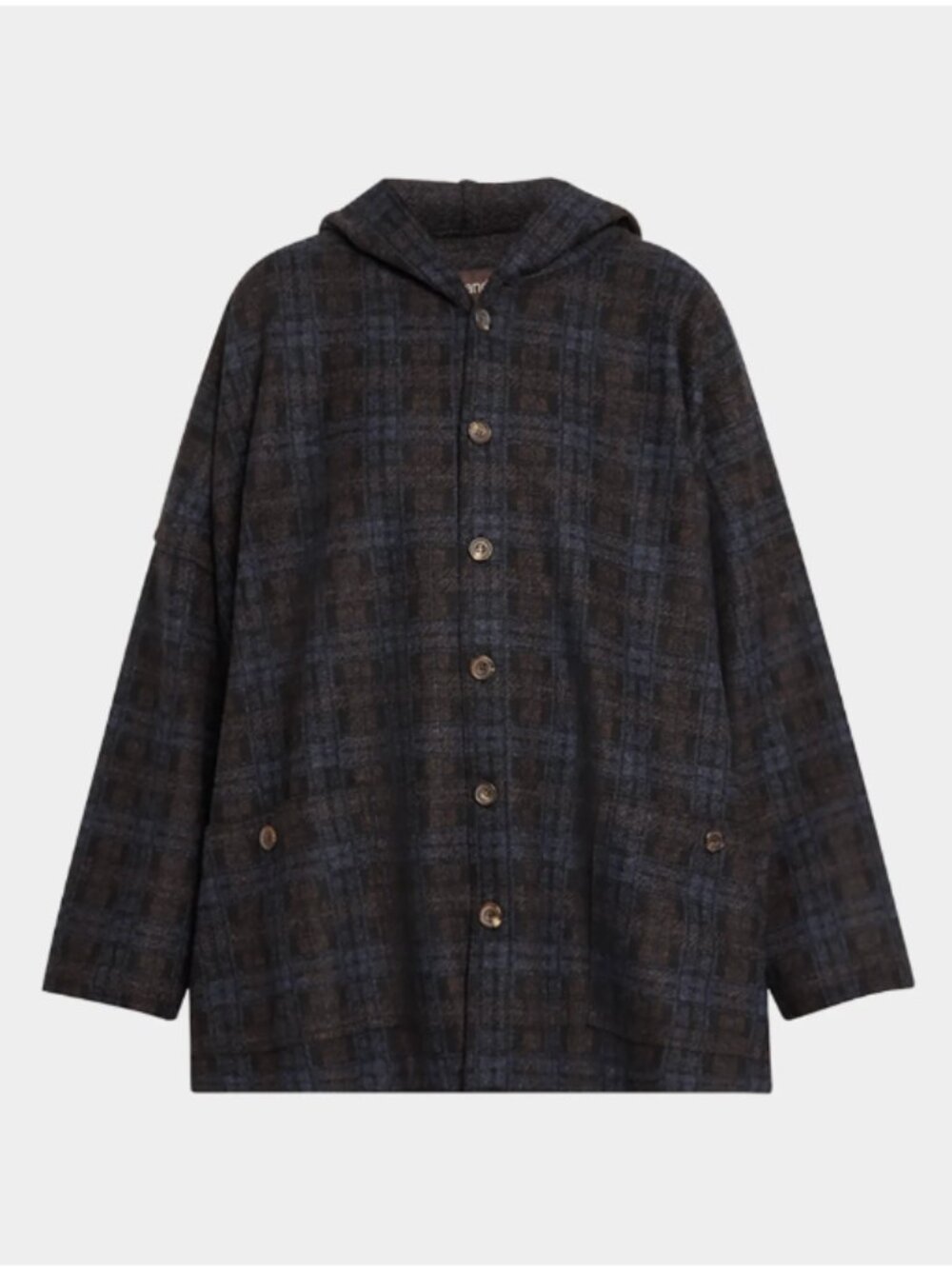NWT Eskandar Hooded Plaid coat